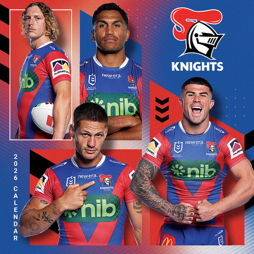 2026 Calendar NRL Newcastle Knights Square Wall Paper Pocket CNRB8