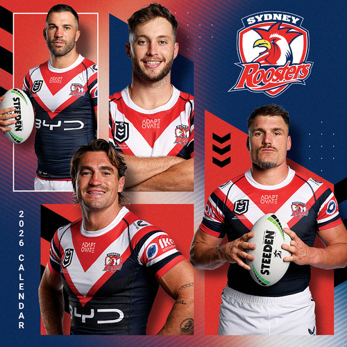2026 Calendar NRL Sydney Roosters Square Wall Paper Pocket CNRB15