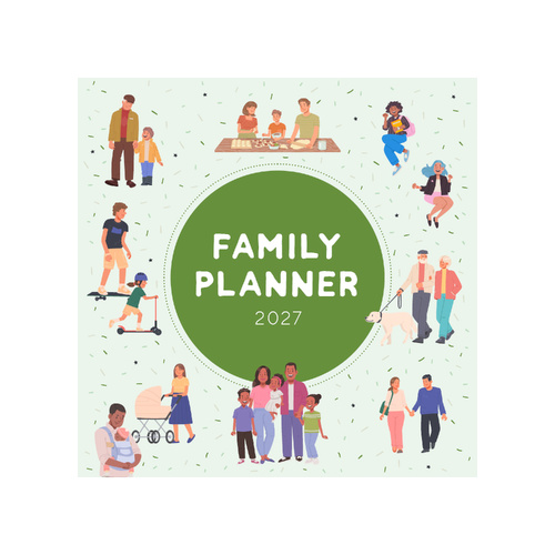 2027 Calendar Family Planner Square Wall, Paper Pocket CPB4