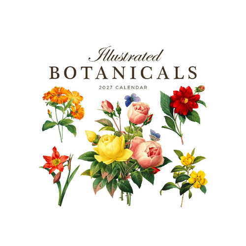 2027 Calendar Illustrated Botanicals Square Wall, Paper Pocket COB15