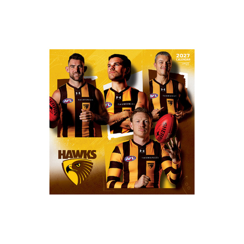 2027 Calendar AFL Hawthorn Hawks Square Wall, Paper Pocket CAFB10
