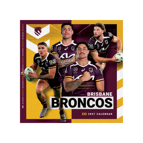 2027 Calendar NRL Brisbane Broncos Square Wall, Paper Pocket CNRB1