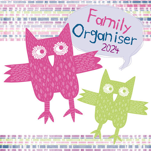 2024 Calendar Owls Family Organiser Square Wall, The Gifted Stationery GSC23695