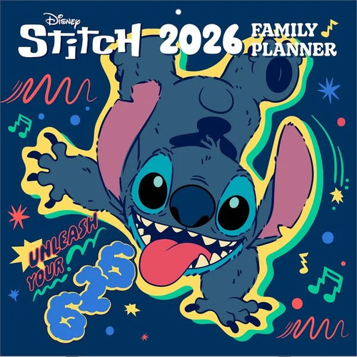 2026 Calendar Disney Stitch Official Family Planner 16-Month Square Wall, Pyramid I32125