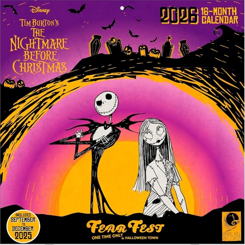 2026 Calendar Nightmare Before Christmas Official 16-Month Square Wall, Pyramid I32552