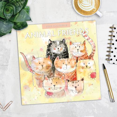 2026 Calendar Animal Friends 16-Month Square Wall, Red Robin RR261004