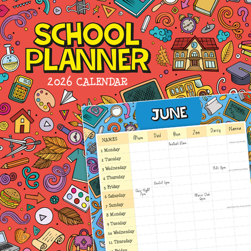 2026 Calendar School Planner 16-Month Square Wall, Red Robin RR261194