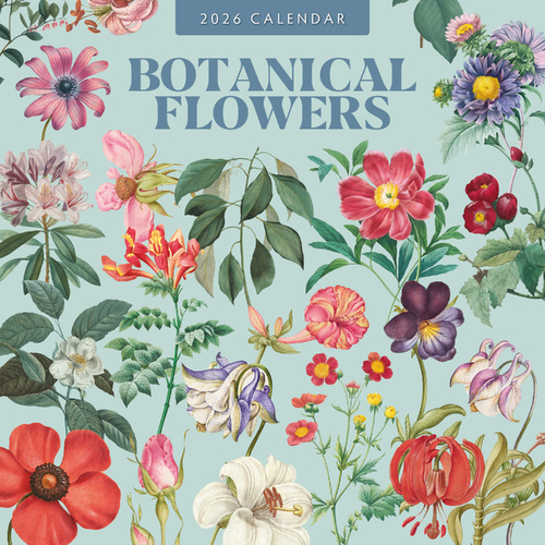 2026 Calendar Botanical Flowers 16-Month Square Wall, Red Robin RR261228