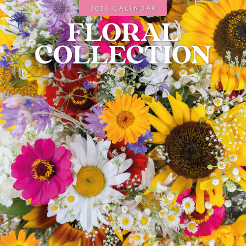 2026 Calendar Floral Collection 16-Month Square Wall, Red Robin RR261231