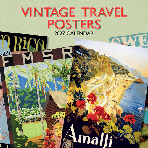 2027 Calendar Vintage Travel Posters Square Wall, Gifted Stationery GSC27109