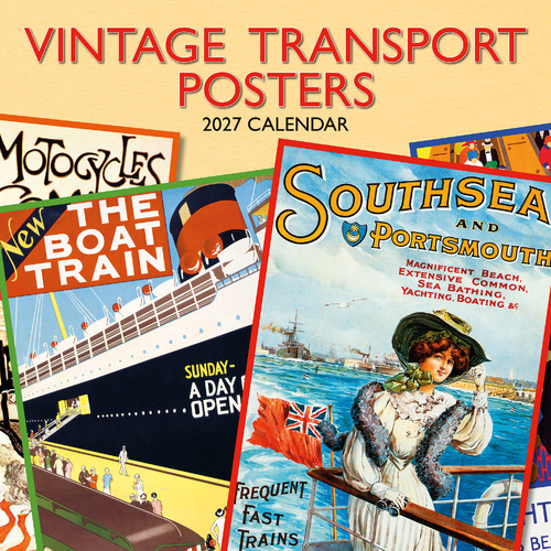 2027 Calendar Vintage Transport Posters Square Wall, Gifted Stationery GSC27264