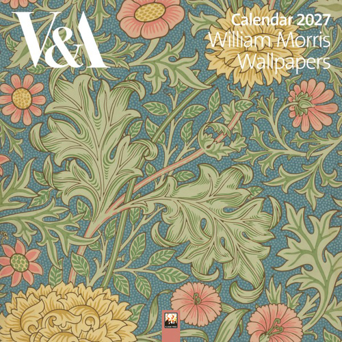 2027 Calendar V&A William Morris Wallpapers Square Wall by Flame Tree, CAL2027-085