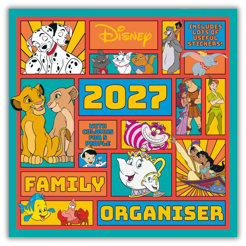 2027 Calendar Disney Classics Family Organiser Square Wall with Stickers, Danilo I01180