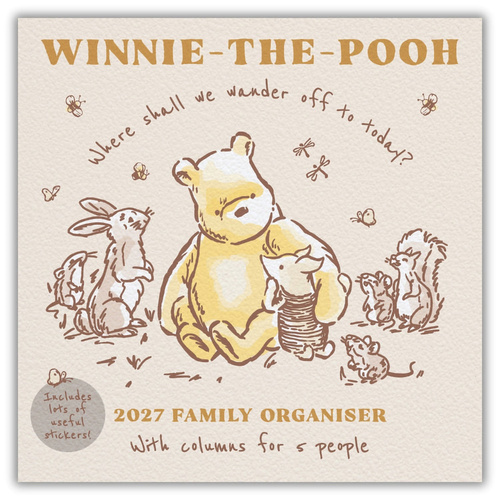 2027 Calendar Winnie The Pooh Family Organiser Square Wall with Stickers, Danilo I01296