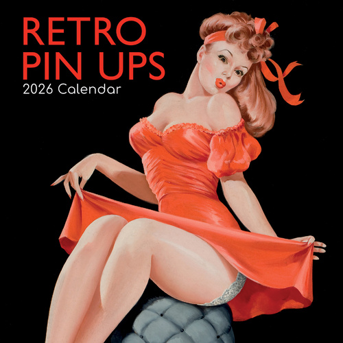 2026 Calendar Retro Pin Ups Square Wall, The Gifted Stationery GSC26161