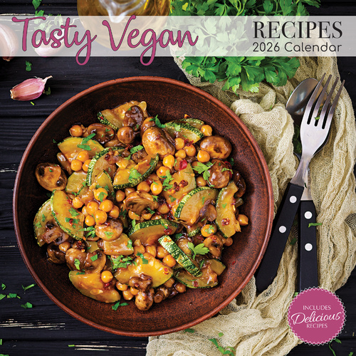 2026 Calendar Tasty Vegan Recipes Square Wall, The Gifted Stationery GSC26200