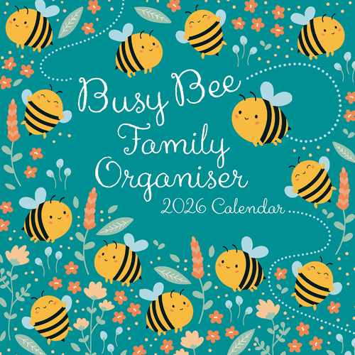 2026 Calendar Busy Bee Family Organiser Square Wall, The Gifted Stationery GSC26222