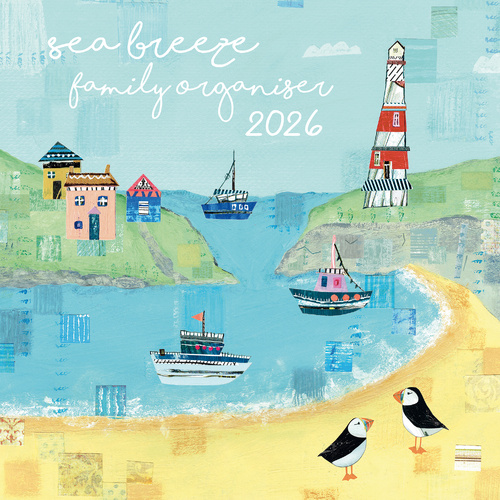2026 Calendar Sea Breeze Family Organiser Square Wall, The Gifted Stationery GSC26232