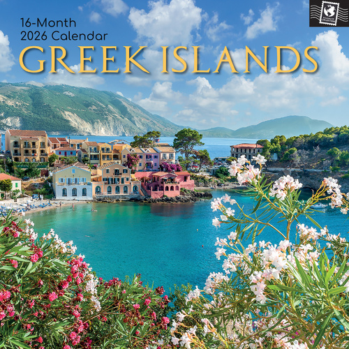 2026 Calendar Passport Collection Greek Islands 16-Month Square Wall, The Gifted Stationery GSC26294