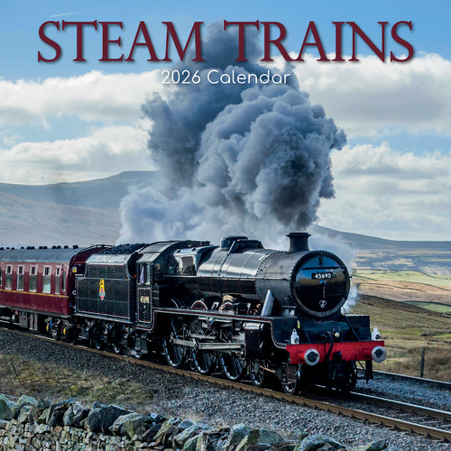 2026 Calendar Steam Trains Square Wall, The Gifted Stationery GSC26405