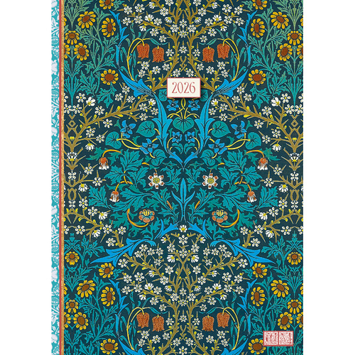 2026 Planner William Morris Blackthorn A5 Week to View Padded, The Gifted Stationery GSC26483