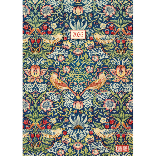 2026 Planner William Morris Strawberry Thief A5 Week to View Padded, The Gifted Stationery GSC26484