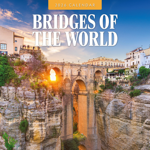 2026 Calendar Bridges of the World 16-Month Square Wall, Red Robin RR261307