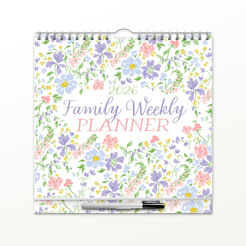 2026 Calendar Family Weekly Planner 16-Month Wiro Wall, Red Robin RR262001