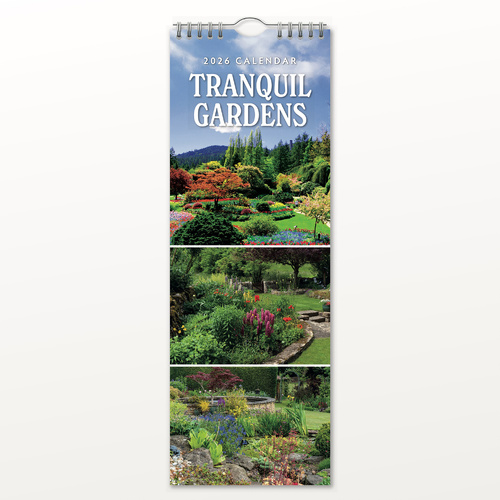 2026 Calendar Tranquil Gardens Slim Wall, Red Robin RR263056
