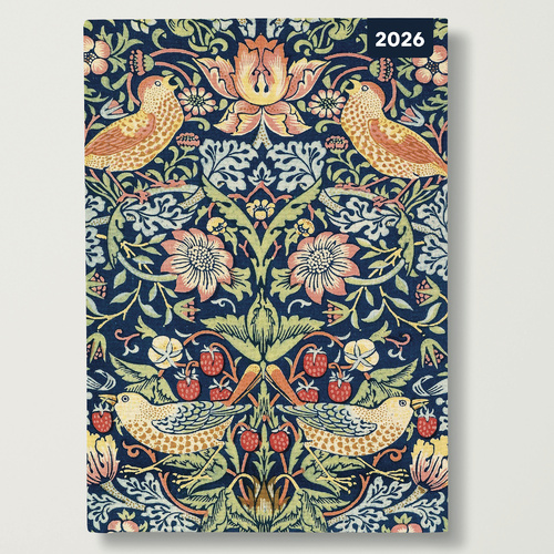 2026 Diary William Morris A5 Week to View Padded, Red Robin RR265044