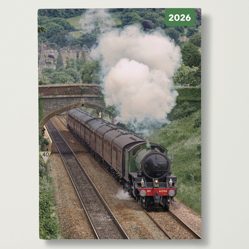 2026 Diary Steam Trains A5 Week to View Padded, Red Robin RR265078