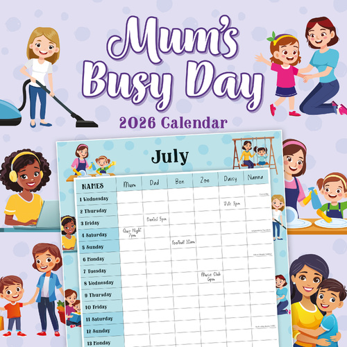 2026 Calendar Mum's Busy Day 16-Month Square Wall, Red Robin RR261377