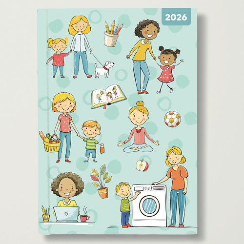 2026 Diary Mum's Diary A5 Week to View Padded, Red Robin RR265104