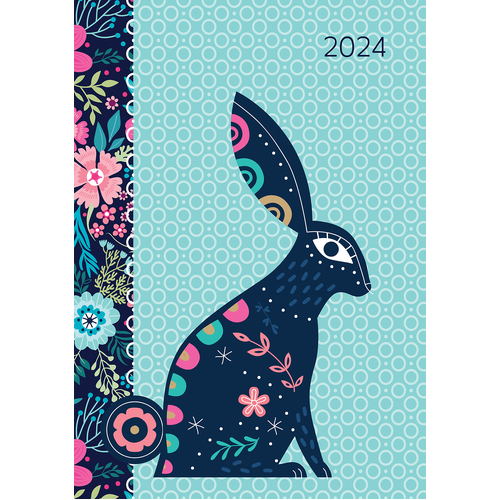 2024 Diary Hippity Hop A5 Week to View Padded, The Gifted Stationery GSC23954