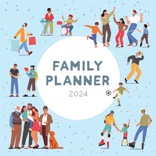 2024 Calendar Family Planner Square Wall, Paper Pocket CPB4