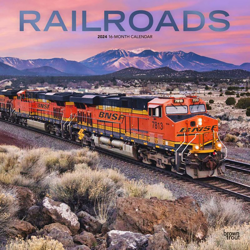 2024 Calendar Railroads 16-Month Square Wall Browntrout BT64745