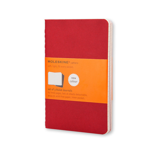 Moleskine Cahiers Collection Red Large 13x21cm Set of 3 Ruled Journal/Notebook