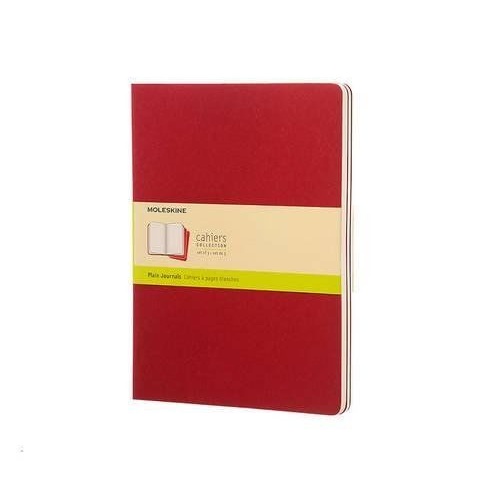 Moleskine Cahiers Journal, Extra Large, Plain, Red, Set of 3