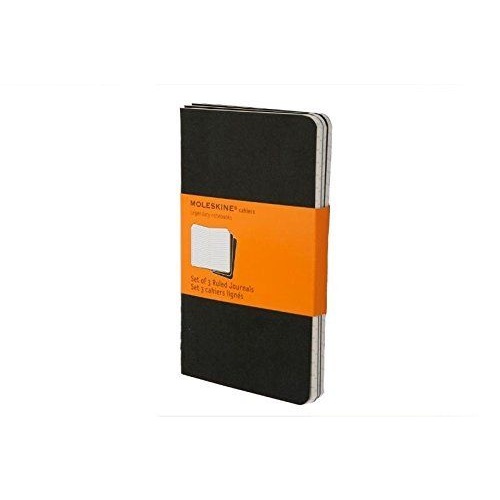 Moleskine Cahier Journal, Set of 3, Pocket, Ruled, Black, Soft Cover