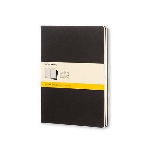 Moleskine Cahiers Journal, Extra Large, Squared, Black, Set of 3