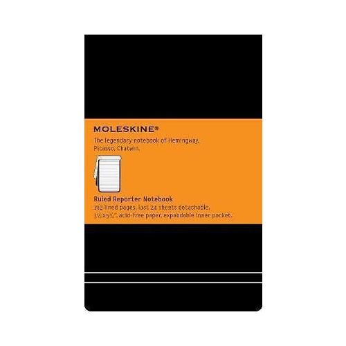 Moleskine Classic Pocket Ruled Reporter Notebook Hard Cover Black 