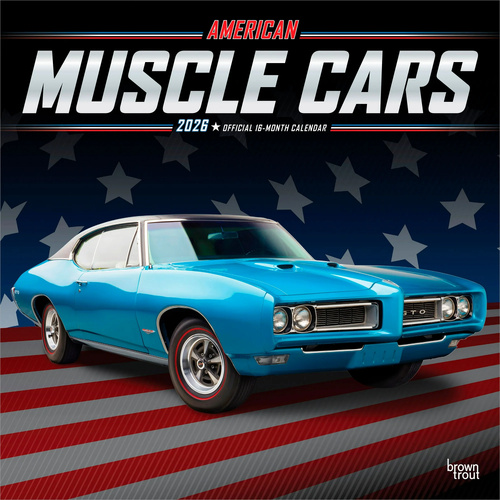 2026 Calendar American Muscle Cars Official 16-Month Square Wall, BrownTrout BT01322