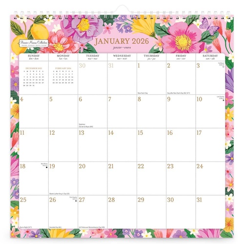 2026 Calendar Bonnie Marcus Collection with Stickers Wiro Wall, BrownTrout BT01575