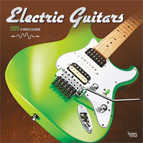 2026 Calendar Electric Guitars 16-Month Square Wall, BrownTrout BT03180