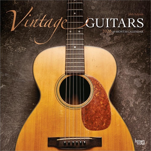 2026 Calendar Vintage Guitars 26th Edition 16-Month Square Wall, BrownTrout BT06136
