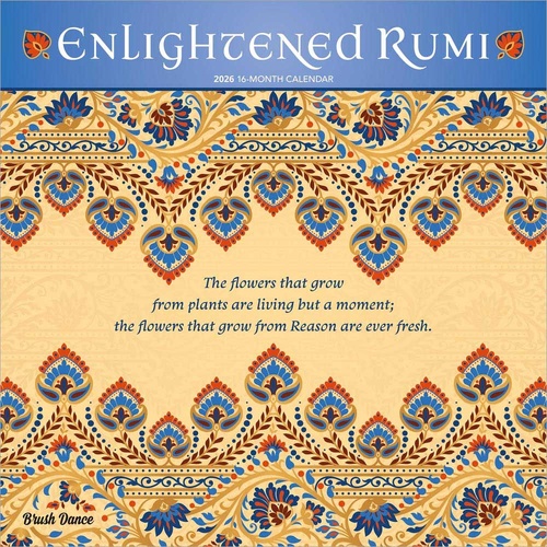 2026 Calendar Brush Dance Enlightened Rumi 16-Month Square Wall, BrownTrout BT06518