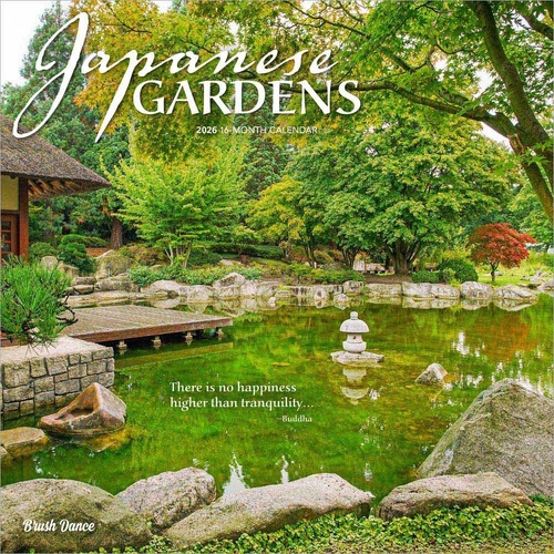 2026 Calendar Brush Dance Japanese Gardens 16-Month Square Wall, BrownTrout BT06532