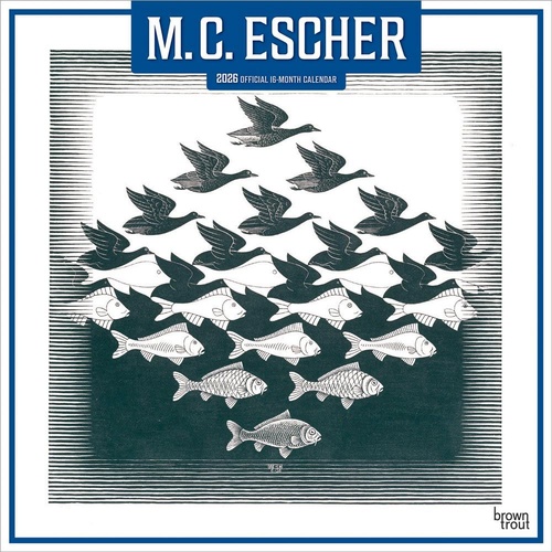 2026 Calendar M.C. Escher Official 16-Month Square Wall, BrownTrout BT07065
