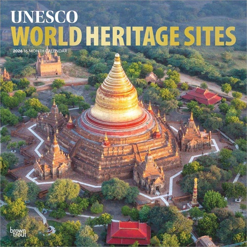 2026 Calendar UNESCO World Heritage Sites 16-Month Square Wall, BrownTrout BT07768