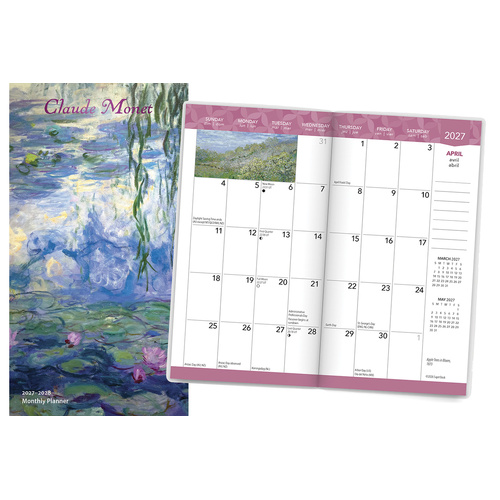 2027-2028 2-Year Planner Claude Monet Pocket Month to View, Browntrout BT10140